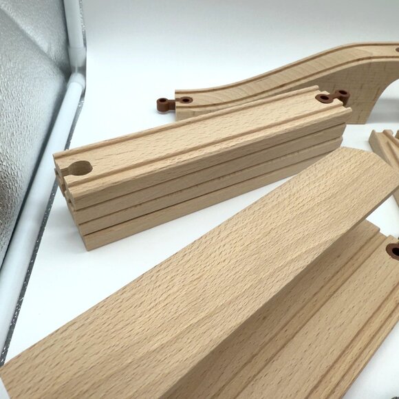 Vintage Micki Wooden Train Set Trains Tracks Bridge More - Picture 10 of 14